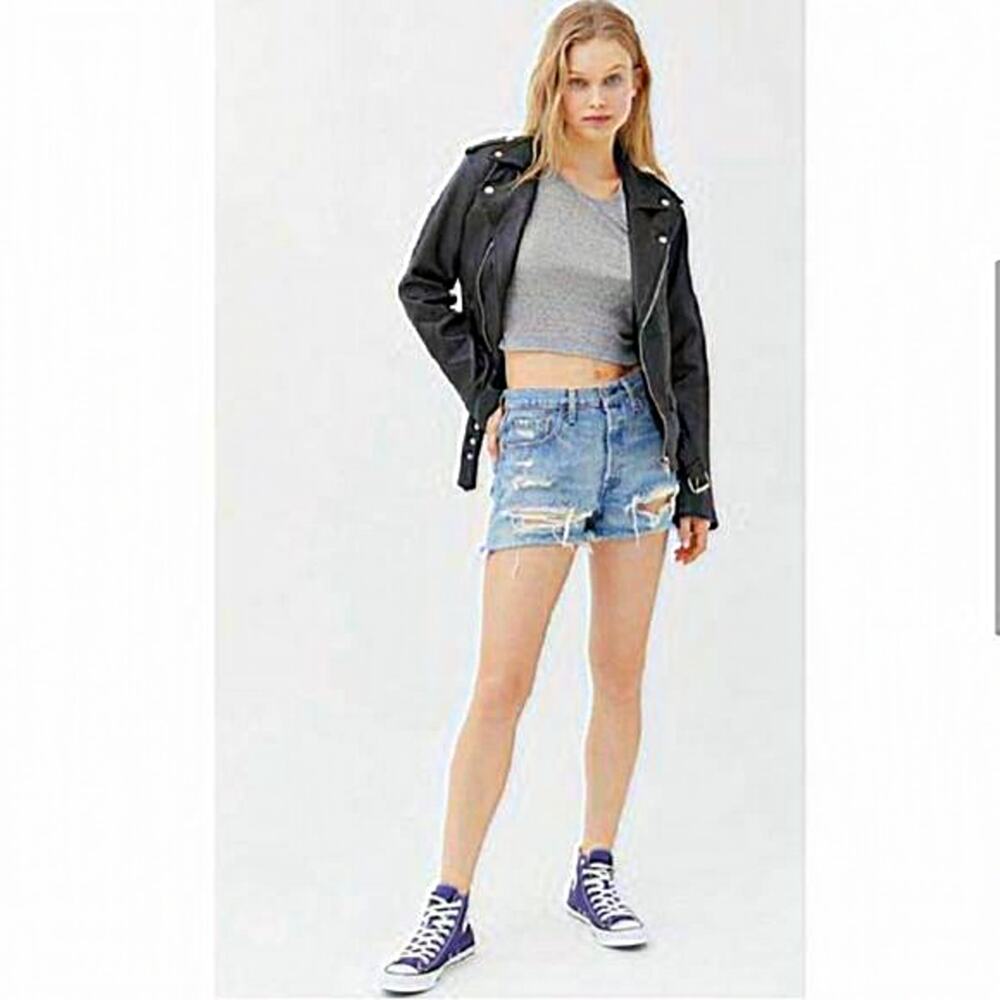 Levi’s x Revolve 501’s High Rise Distressed Denim Shorts.
